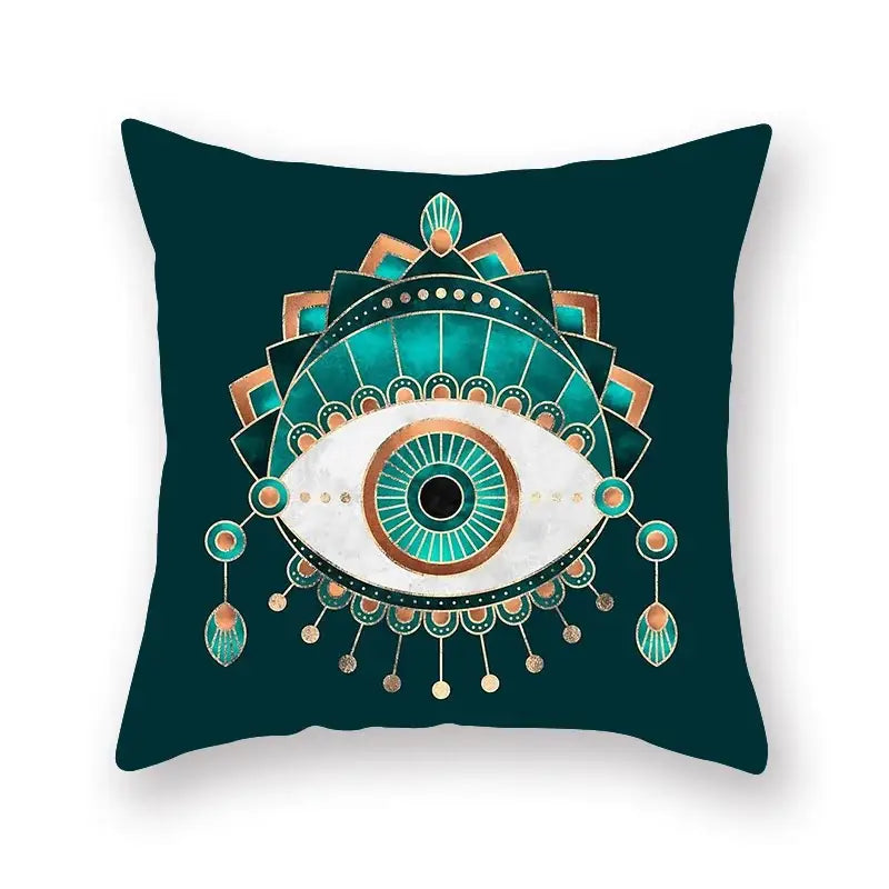 Modern geometric leaf flower pillowcase teal & blue living room decor