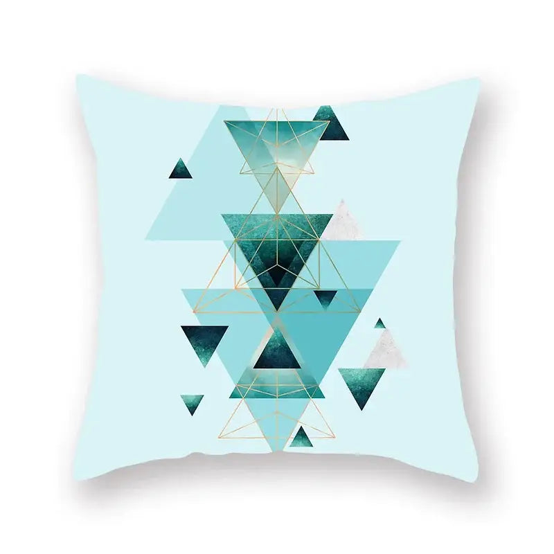 Modern geometric leaf flower pillowcase teal & blue living room decor