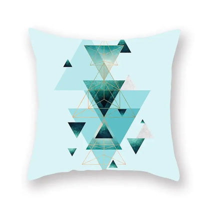Modern geometric leaf flower pillowcase teal & blue living room decor