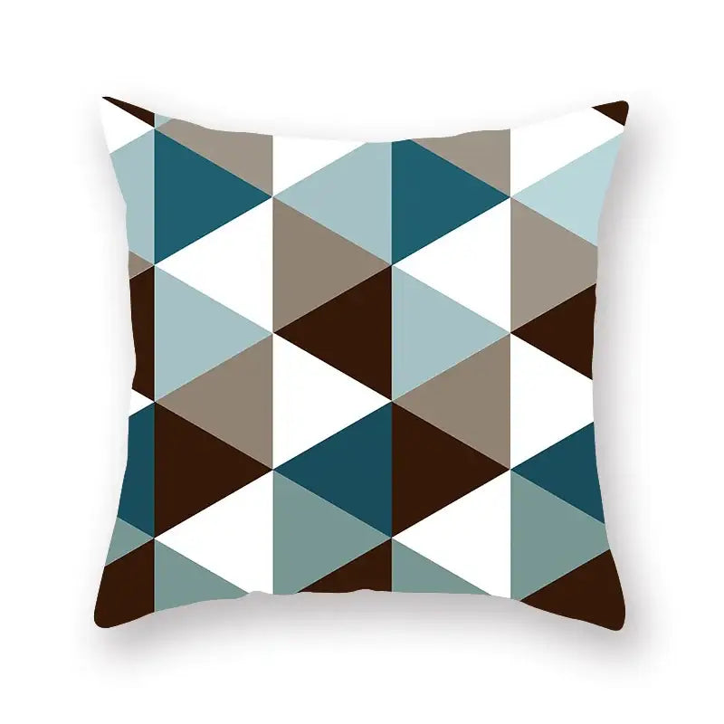 Modern geometric leaf flower pillowcase teal & blue living room decor