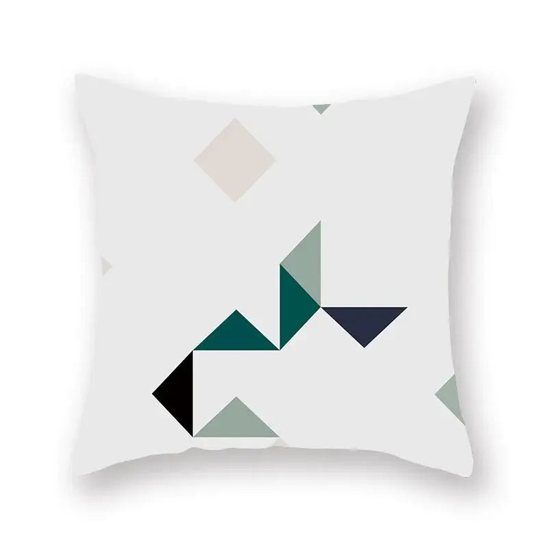 Modern geometric leaf flower pillowcase teal & blue living room decor
