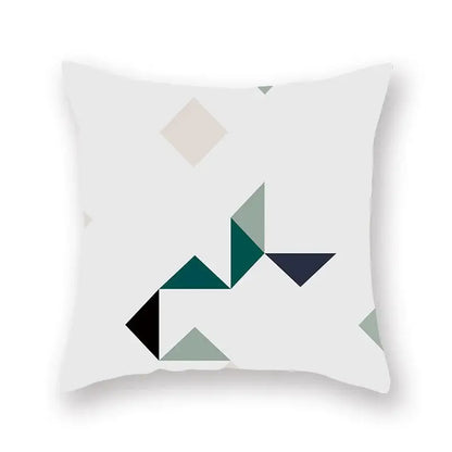 Modern geometric leaf flower pillowcase teal & blue living room decor