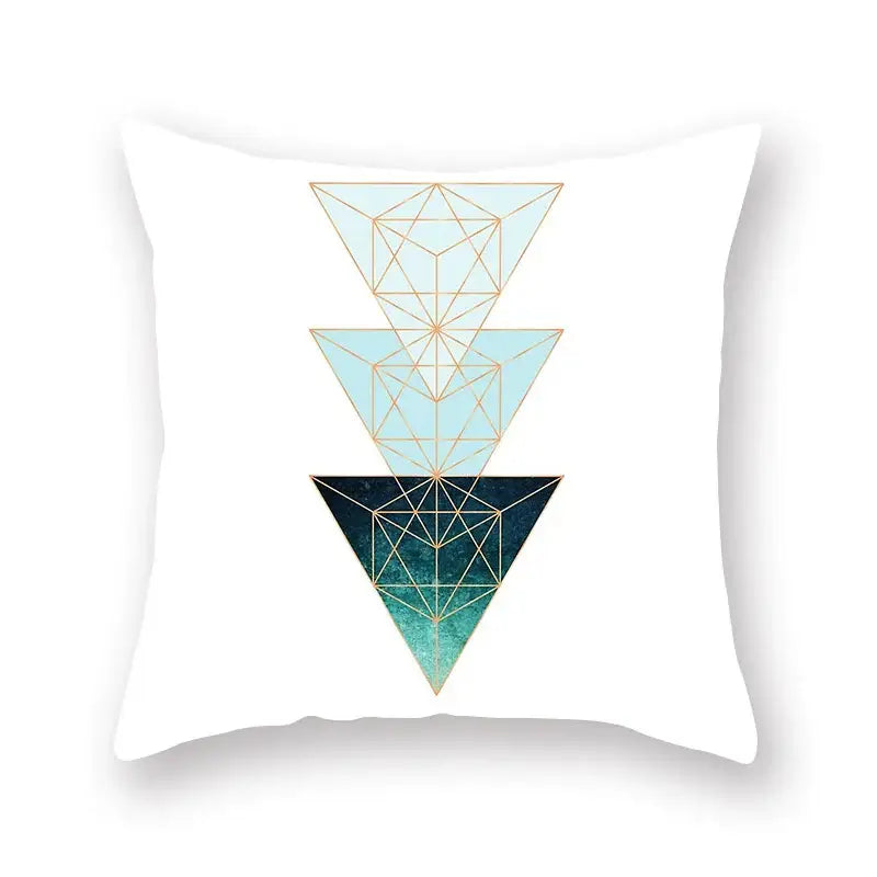 Modern geometric leaf flower pillowcase teal & blue living room decor