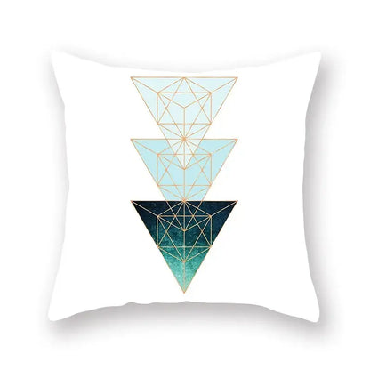 Modern geometric leaf flower pillowcase teal & blue living room decor