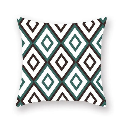 Modern geometric leaf flower pillowcase teal & blue living room decor