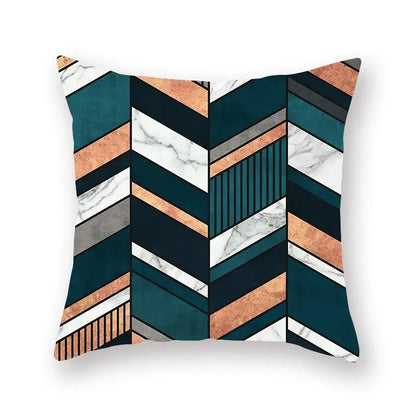 Modern geometric leaf flower pillowcase teal & blue living room decor