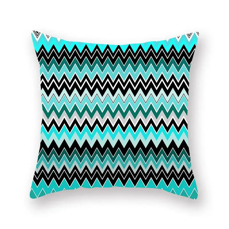 Modern geometric leaf flower pillowcase teal & blue living room decor