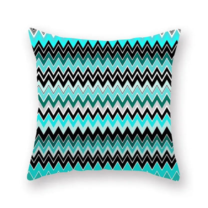 Modern geometric leaf flower pillowcase teal & blue living room decor