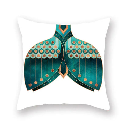 Modern geometric leaf flower pillowcase teal & blue living room decor