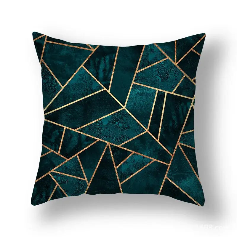 Modern geometric leaf flower pillowcase teal & blue living room decor
