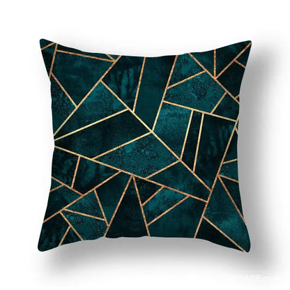 Modern geometric leaf flower pillowcase teal & blue living room decor