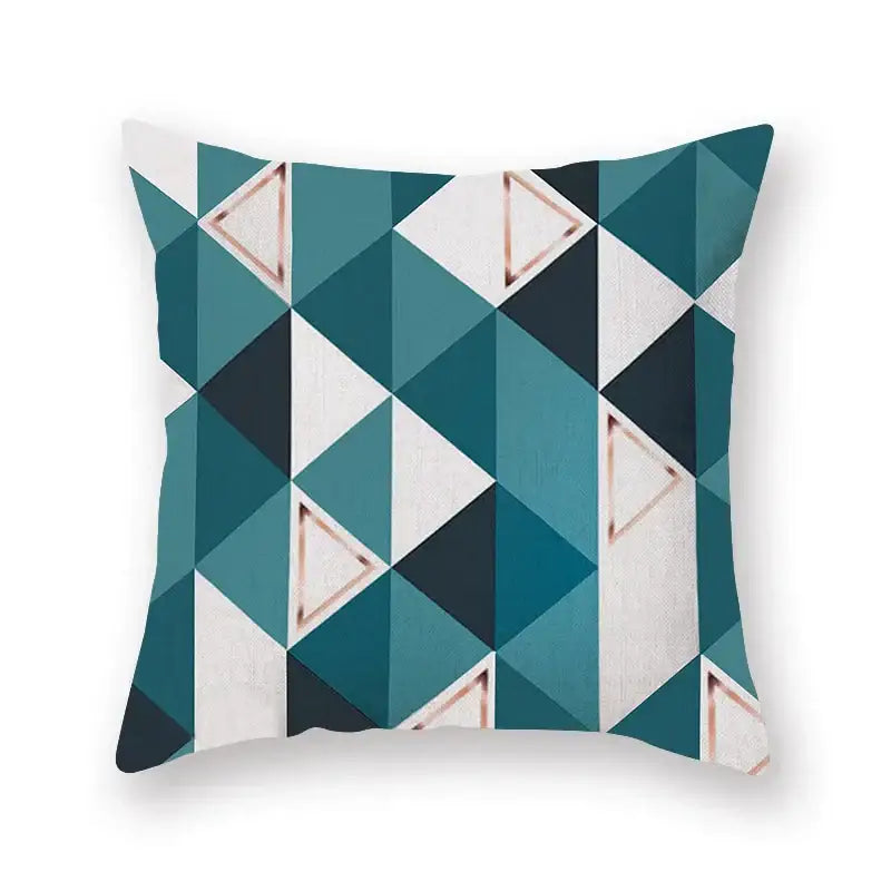 Modern geometric leaf flower pillowcase teal & blue living room decor