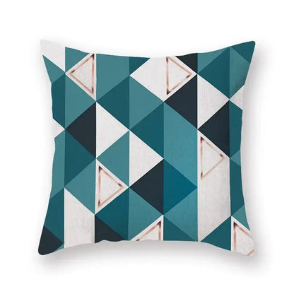 Modern geometric leaf flower pillowcase teal & blue living room decor