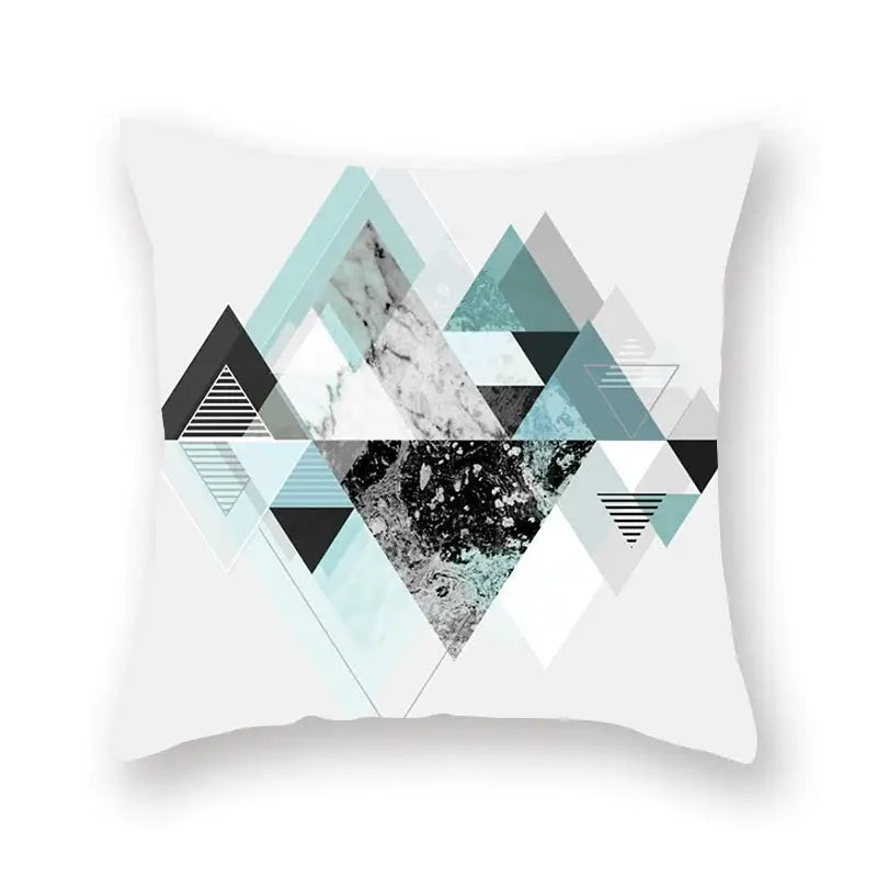 Modern geometric leaf flower pillowcase teal & blue living room decor
