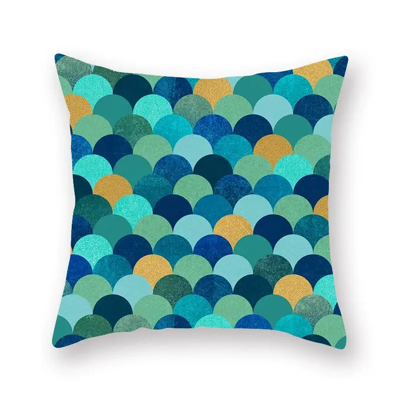 Modern geometric leaf flower pillowcase teal & blue living room decor