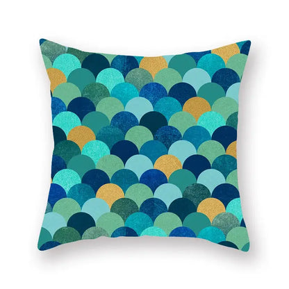 Modern geometric leaf flower pillowcase teal & blue living room decor