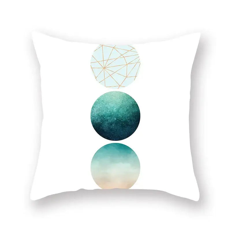 Modern geometric leaf flower pillowcase teal & blue living room decor