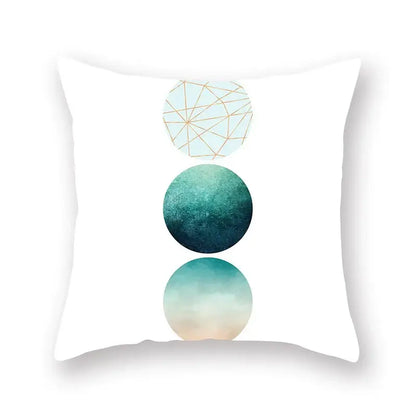 Modern geometric leaf flower pillowcase teal & blue living room decor