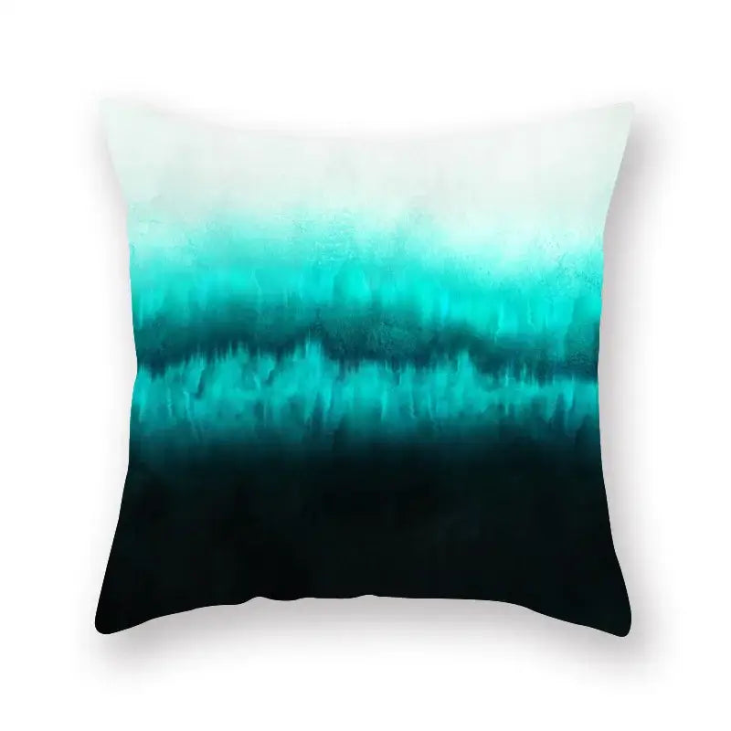 Modern geometric leaf flower pillowcase teal & blue living room decor