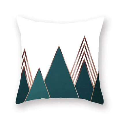Modern geometric leaf flower pillowcase teal & blue living room decor