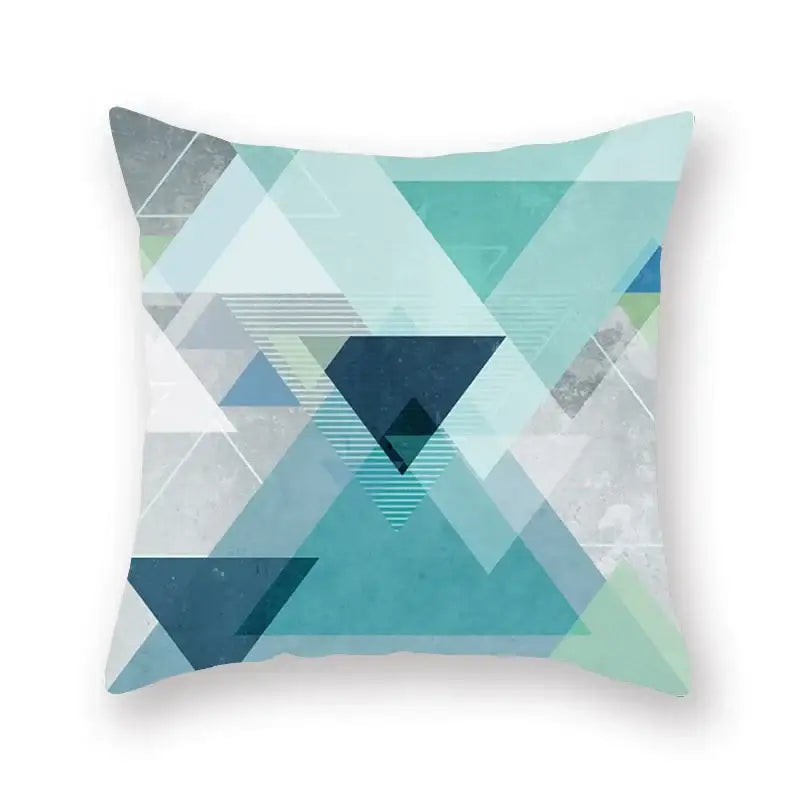Modern geometric leaf flower pillowcase teal & blue living room decor