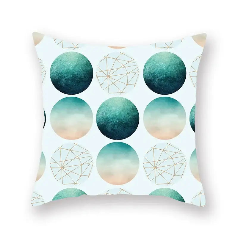 Modern geometric leaf flower pillowcase teal & blue living room decor