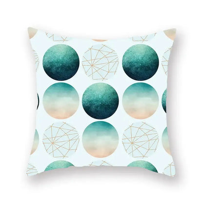 Modern geometric leaf flower pillowcase teal & blue living room decor