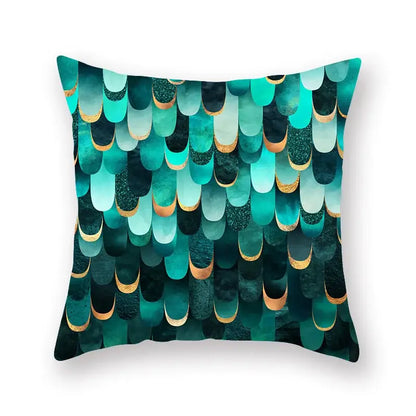 Modern geometric leaf flower pillowcase teal & blue living room decor