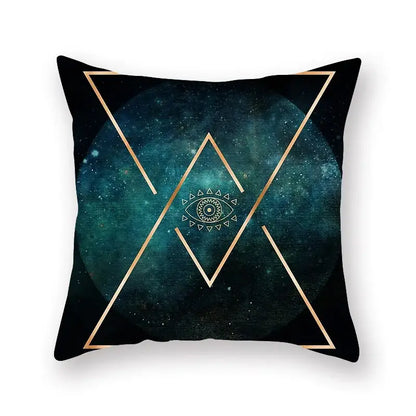 Modern geometric leaf flower pillowcase teal & blue living room decor