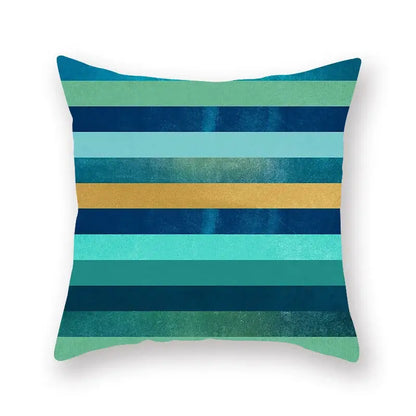 Modern geometric leaf flower pillowcase teal & blue living room decor