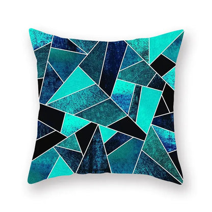 Modern geometric leaf flower pillowcase teal & blue living room decor