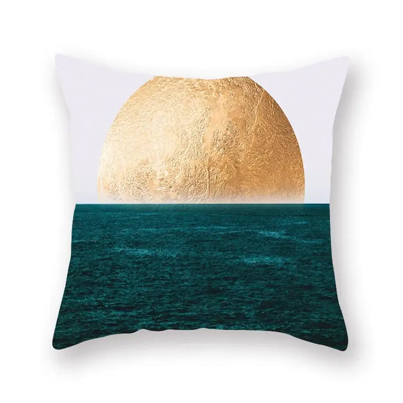 Modern geometric leaf flower pillowcase teal & blue living room decor