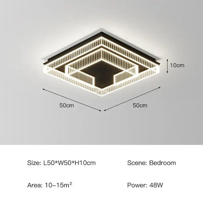 Modern geometric led black chandelier acrylic ceiling lamp living room