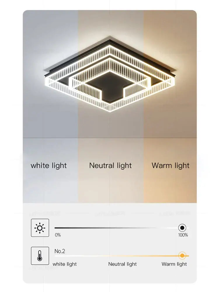 Modern geometric led black chandelier acrylic ceiling lamp living room