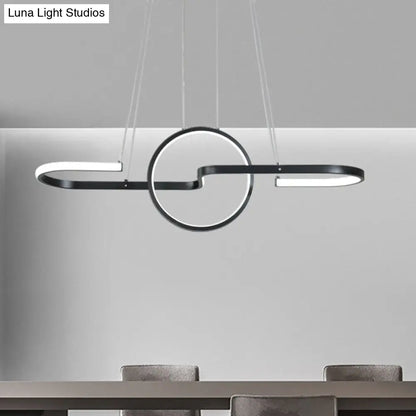 DecorBites™ Modern Geometric LED Dining Room Island Light: Metal Hanging Lamp in Black/Gold with Warm/White Light Kit