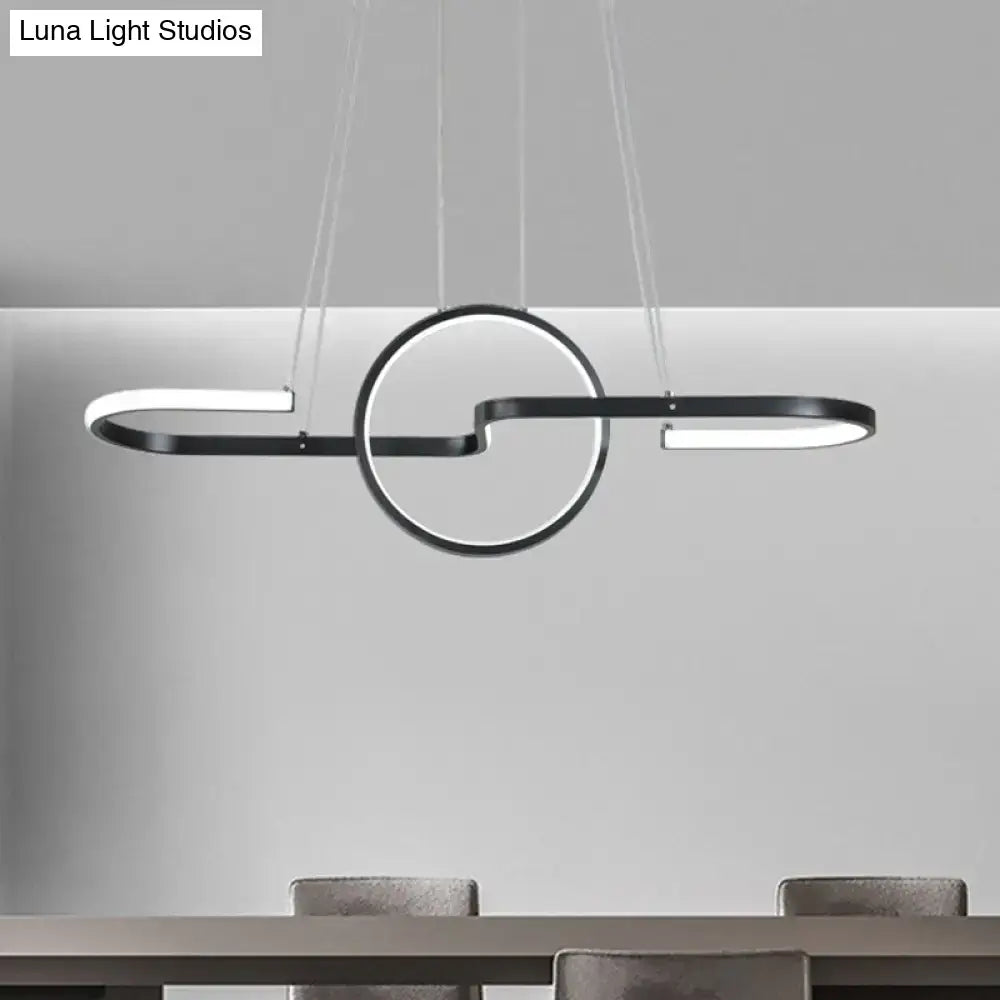 Modern geometric led dining room light in black & gold warm white light