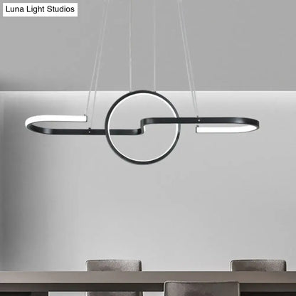 Modern geometric led dining room light in black & gold warm white light