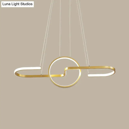 Modern geometric led dining room light in black & gold warm white light
