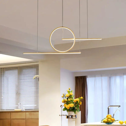 DecorBites™ Modern Geometric LED Pendant Light in Black/Gold, Warm/White Illumination - Ideal for Kitchen, Landscape, and Island Lighting