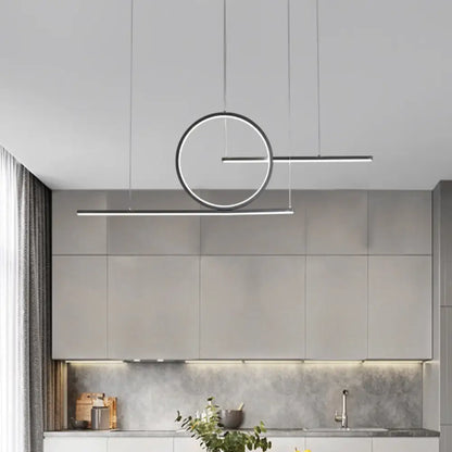 DecorBites™ Modern Geometric LED Pendant Light in Black/Gold, Warm/White Illumination - Ideal for Kitchen, Landscape, and Island Lighting