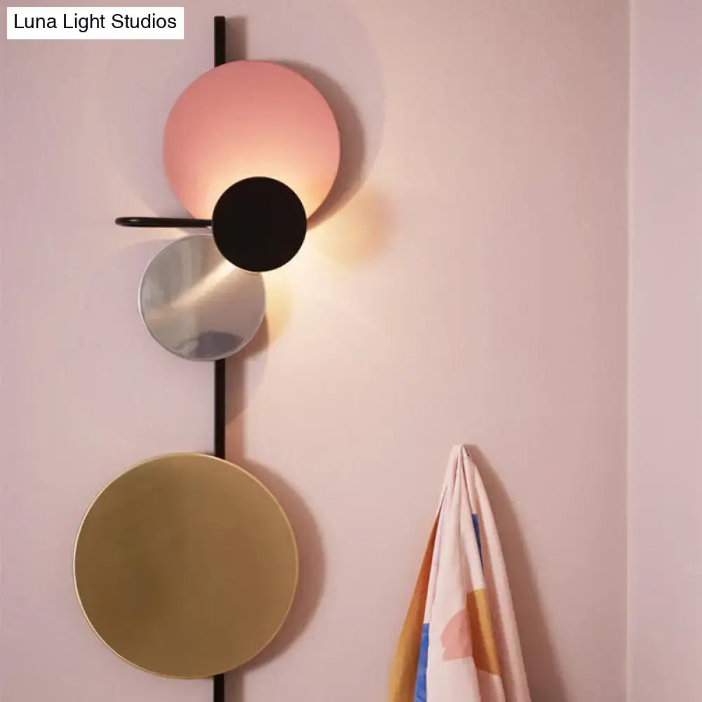 Modern geometric led wall light living room sconce in red pink blue