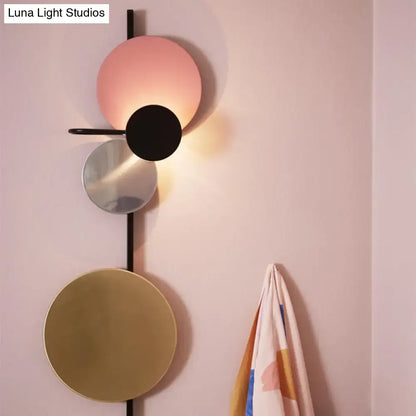 Modern geometric led wall light living room sconce in red pink blue