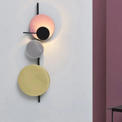Modern geometric led wall light living room sconce in red pink blue