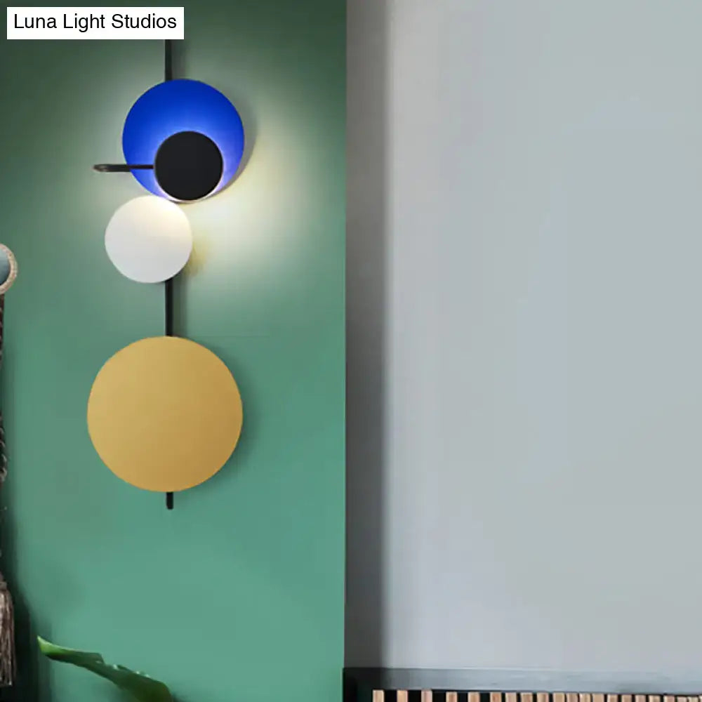 Modern geometric led wall light living room sconce in red pink blue