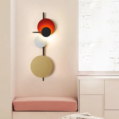 Modern geometric led wall light living room sconce in red pink blue