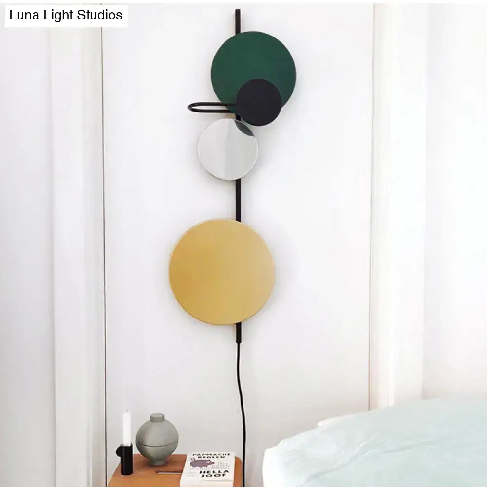 Modern geometric led wall light living room sconce in red pink blue