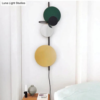 Modern geometric led wall light living room sconce in red pink blue