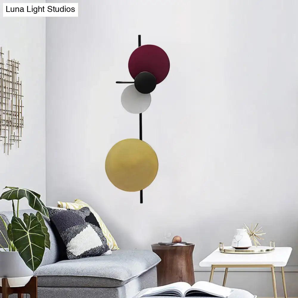 Modern geometric led wall light living room sconce in red pink blue
