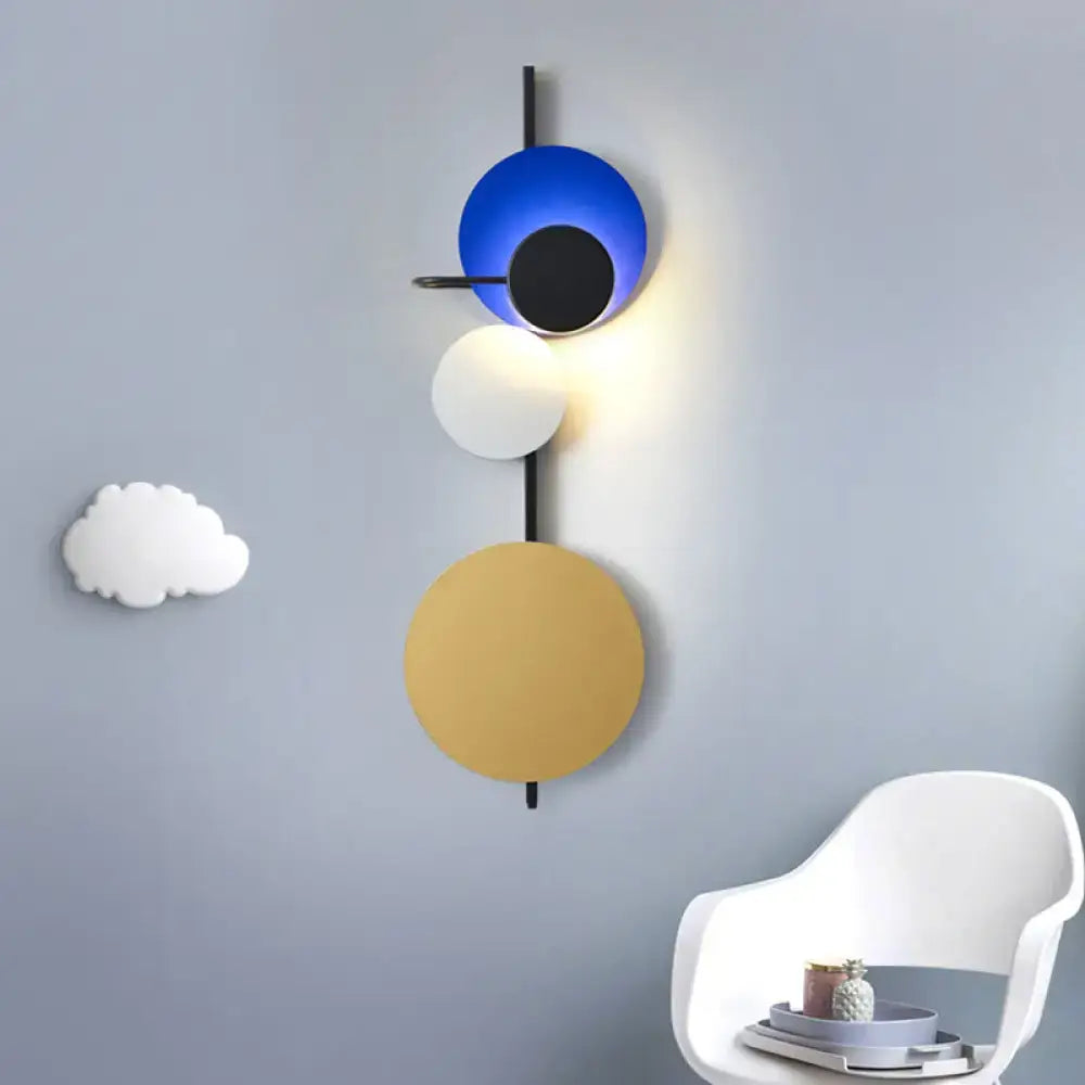 Modern geometric led wall light living room sconce in red pink blue