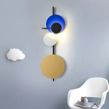 Modern geometric led wall light living room sconce in red pink blue